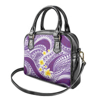Plumeria Polynesian Purple Glitter Pattern Shoulder Handbag