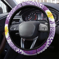 Plumeria Polynesian Purple Glitter Pattern Steering Wheel Cover LT01 - Polynesian Pride