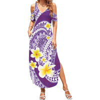 Plumeria Polynesian Purple Glitter Pattern Summer Maxi Dress LT01 Women Purple - Polynesian Pride