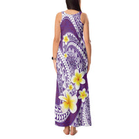 Plumeria Polynesian Purple Glitter Pattern Tank Maxi Dress LT01 - Polynesian Pride