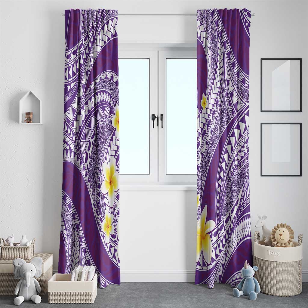Plumeria Polynesian Purple Glitter Pattern Window Curtain LT01 - Polynesian Pride
