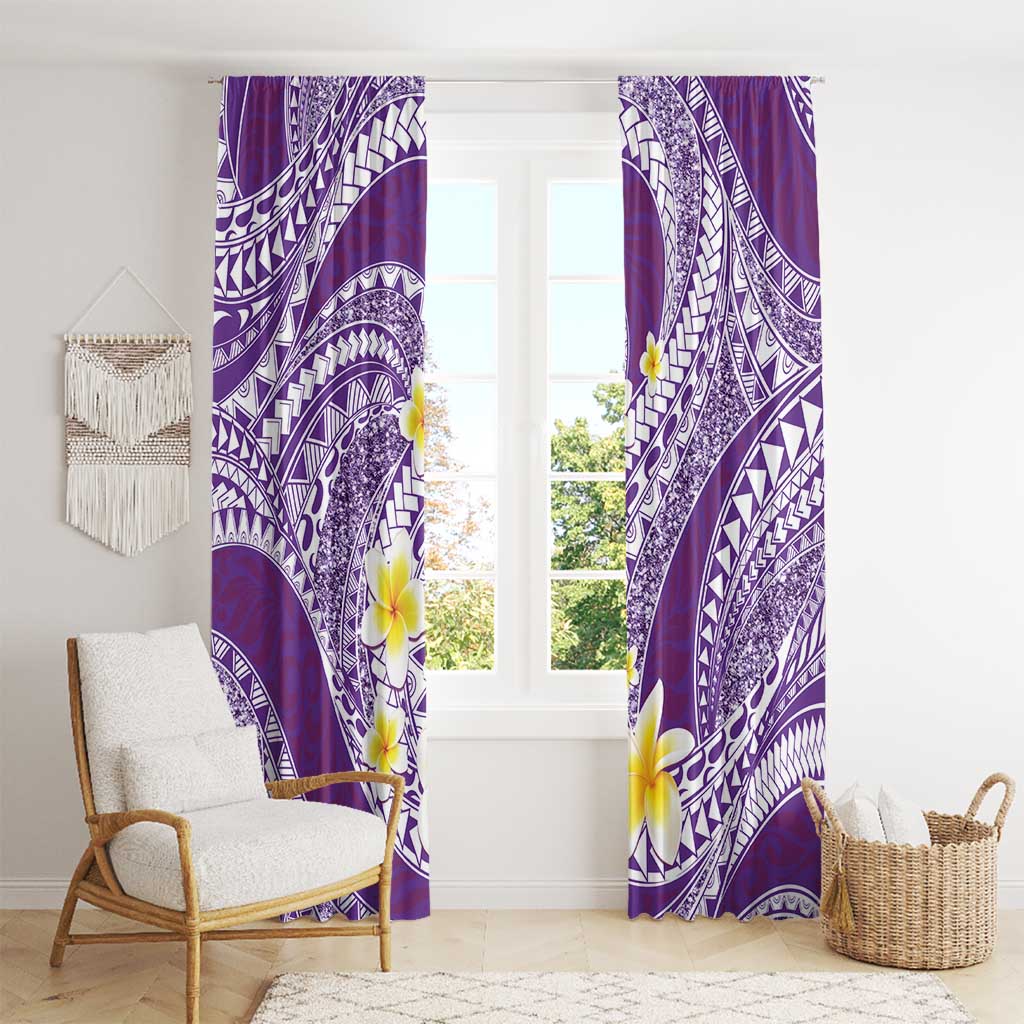 Plumeria Polynesian Purple Glitter Pattern Window Curtain LT01 - Polynesian Pride