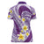 Plumeria Polynesian Purple Glitter Pattern Women Polo Shirt