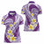 Plumeria Polynesian Purple Glitter Pattern Women Polo Shirt