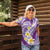 Plumeria Polynesian Purple Glitter Pattern Women Polo Shirt