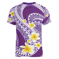 Plumeria Polynesian Purple Glitter Pattern Women V-Neck T-Shirt LT01 - Polynesian Pride