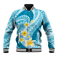Plumeria Polynesian Sky Blue Glitter Pattern Baseball Jacket LT01 Unisex Sky Blue - Polynesian Pride