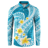 Plumeria Polynesian Sky Blue Glitter Pattern Button Sweatshirt LT01 Sky Blue - Polynesian Pride