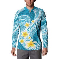 Plumeria Polynesian Sky Blue Glitter Pattern Button Sweatshirt LT01 - Polynesian Pride