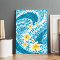 Plumeria Polynesian Sky Blue Glitter Pattern Canvas Wall Art LT01 - Polynesian Pride