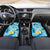 Plumeria Polynesian Sky Blue Glitter Pattern Car Mats