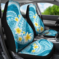 Plumeria Polynesian Sky Blue Glitter Pattern Car Seat Cover
