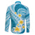 Plumeria Polynesian Sky Blue Glitter Pattern Family Matching Off Shoulder Maxi Dress and Hawaiian Shirt