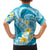 Plumeria Polynesian Sky Blue Glitter Pattern Family Matching Off Shoulder Short Dress and Hawaiian Shirt