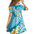 Plumeria Polynesian Sky Blue Glitter Pattern Family Matching Off Shoulder Short Dress and Hawaiian Shirt