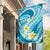 Plumeria Polynesian Sky Blue Glitter Pattern Garden Flag