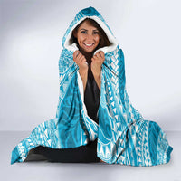 Plumeria Polynesian Sky Blue Glitter Pattern Hooded Blanket LT01 - Polynesian Pride