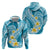 Plumeria Polynesian Sky Blue Glitter Pattern Hoodie