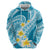 Plumeria Polynesian Sky Blue Glitter Pattern Hoodie