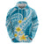 Plumeria Polynesian Sky Blue Glitter Pattern Hoodie