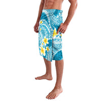 Plumeria Polynesian Sky Blue Glitter Pattern Lavalava