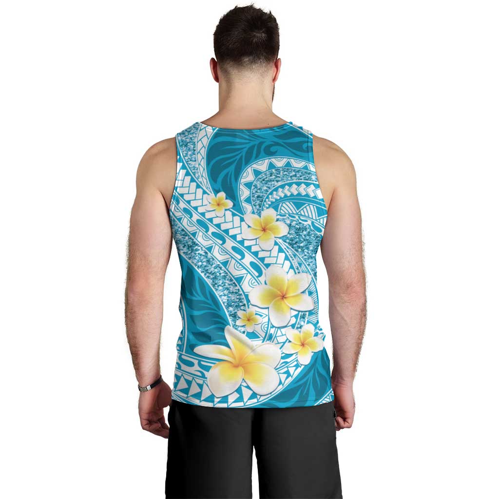 Plumeria Polynesian Sky Blue Glitter Pattern Men Tank Top LT01 - Polynesian Pride