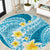 Plumeria Polynesian Sky Blue Glitter Pattern Round Carpet