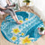 Plumeria Polynesian Sky Blue Glitter Pattern Round Carpet