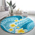 Plumeria Polynesian Sky Blue Glitter Pattern Round Carpet