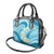 Plumeria Polynesian Sky Blue Glitter Pattern Shoulder Handbag