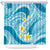 Plumeria Polynesian Sky Blue Glitter Pattern Shower Curtain