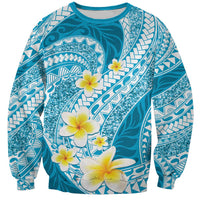 Plumeria Polynesian Sky Blue Glitter Pattern Sweatshirt LT01 Unisex Sky Blue - Polynesian Pride