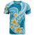 Plumeria Polynesian Sky Blue Glitter Pattern T Shirt