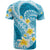 Plumeria Polynesian Sky Blue Glitter Pattern T Shirt