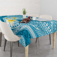 Plumeria Polynesian Sky Blue Glitter Pattern Tablecloth LT01 - Polynesian Pride