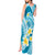 Plumeria Polynesian Sky Blue Glitter Pattern Tank Maxi Dress