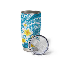 Plumeria Polynesian Sky Blue Glitter Pattern Tumbler Cup