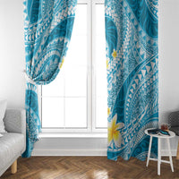 Plumeria Polynesian Sky Blue Glitter Pattern Window Curtain LT01 - Polynesian Pride