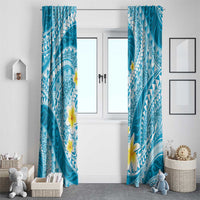 Plumeria Polynesian Sky Blue Glitter Pattern Window Curtain LT01 - Polynesian Pride