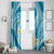 Plumeria Polynesian Sky Blue Glitter Pattern Window Curtain