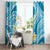 Plumeria Polynesian Sky Blue Glitter Pattern Window Curtain