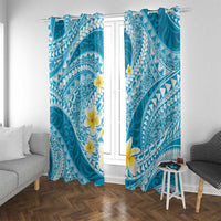 Plumeria Polynesian Sky Blue Glitter Pattern Window Curtain LT01 With Grommets Sky Blue - Polynesian Pride