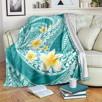 Plumeria Polynesian Teal Glitter Pattern Blanket LT01 Teal - Polynesian Pride