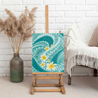 Plumeria Polynesian Teal Glitter Pattern Canvas Wall Art LT01 - Polynesian Pride