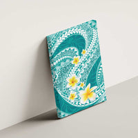 Plumeria Polynesian Teal Glitter Pattern Canvas Wall Art LT01 - Polynesian Pride