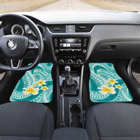 Plumeria Polynesian Teal Glitter Pattern Car Mats LT01 Set 2pcs - Front Teal - Polynesian Pride