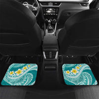 Plumeria Polynesian Teal Glitter Pattern Car Mats LT01 Set 2pcs - Back Teal - Polynesian Pride