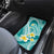 Plumeria Polynesian Teal Glitter Pattern Car Mats