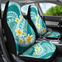 Plumeria Polynesian Teal Glitter Pattern Car Seat Cover