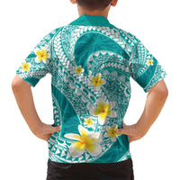 Plumeria Polynesian Teal Glitter Pattern Family Matching Summer Maxi Dress and Hawaiian Shirt LT01 - Polynesian Pride